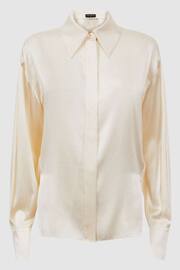 Reiss Cream Fleur Atelier Silk Drape Back Shirt - Image 4 of 5