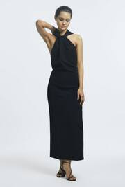Reiss Black Talulah Atelier Halter Neck Midi Dress - Image 1 of 4