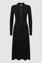 Reiss Black Mia Knitted Pleated Midi Dress - Image 2 of 5