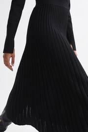 Reiss Black Mia Knitted Pleated Midi Dress - Image 3 of 5