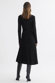 Reiss Black Mia Knitted Pleated Midi Dress - Image 4 of 5