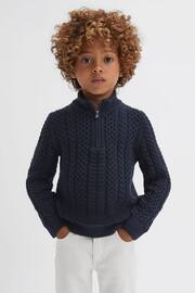 Reiss Navy Bantham Junior Slim Fit Knitted Half-Zip Jumper - Image 1 of 6