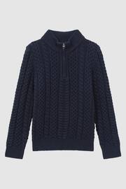 Reiss Navy Bantham Junior Slim Fit Knitted Half-Zip Jumper - Image 2 of 6