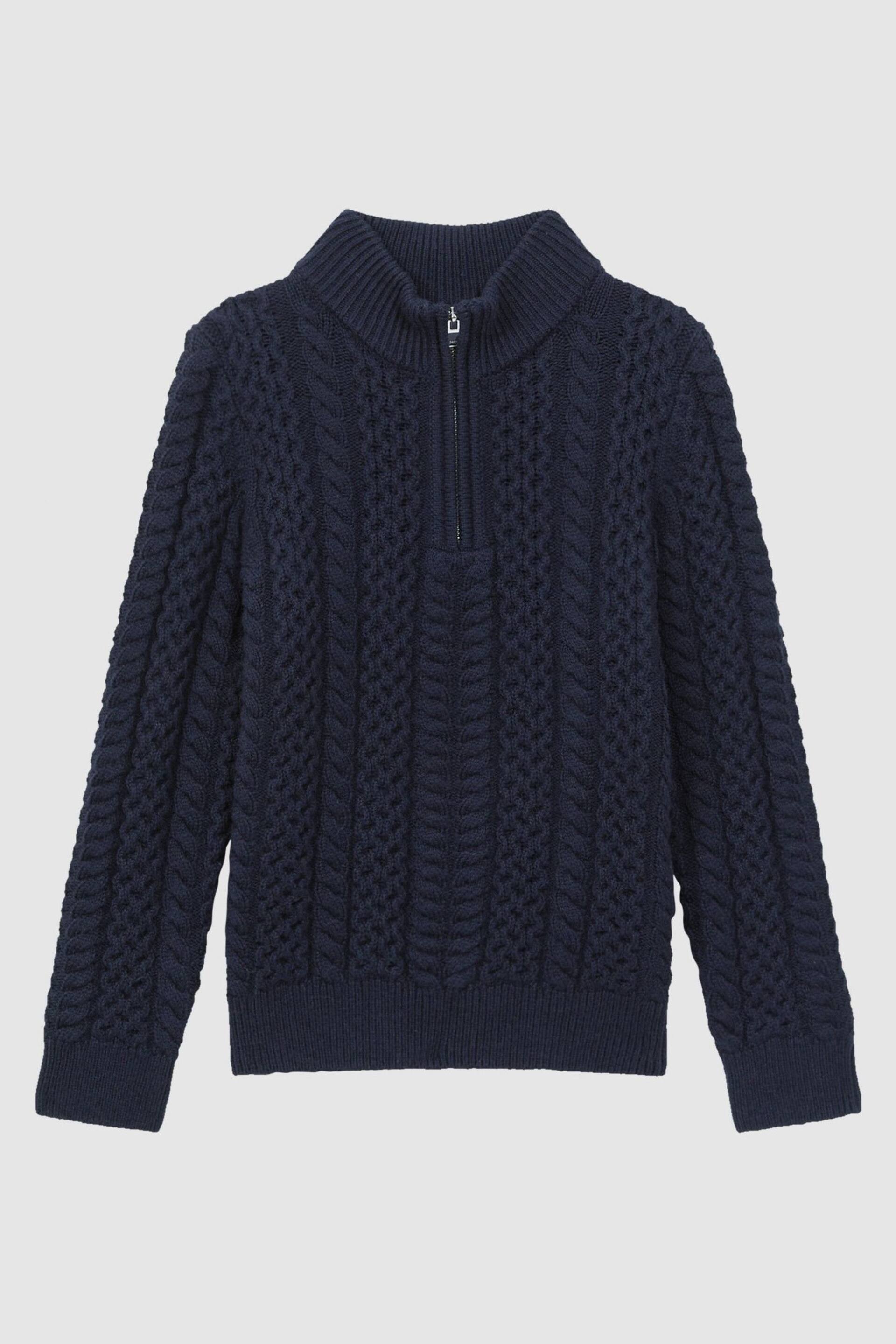 Reiss Navy Bantham Junior Slim Fit Knitted Half-Zip Jumper - Image 2 of 6