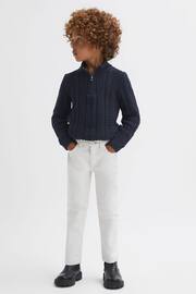 Reiss Navy Bantham Junior Slim Fit Knitted Half-Zip Jumper - Image 3 of 6
