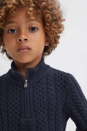 Reiss Navy Bantham Junior Slim Fit Knitted Half-Zip Jumper - Image 4 of 6