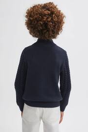 Reiss Navy Bantham Junior Slim Fit Knitted Half-Zip Jumper - Image 5 of 6