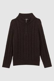 Reiss Chocolate Bantham Junior Slim Fit Knitted Half-Zip Jumper - Image 2 of 6