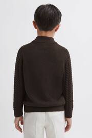 Reiss Chocolate Bantham Junior Slim Fit Knitted Half-Zip Jumper - Image 5 of 6