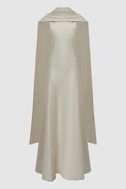 Reiss Champagne Keira Atelier Duchess Satin Cape Maxi Dress - Image 3 of 6