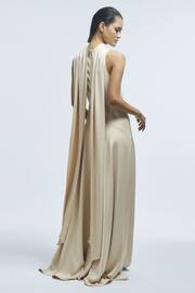 Reiss Champagne Keira Atelier Duchess Satin Cape Maxi Dress - Image 5 of 6