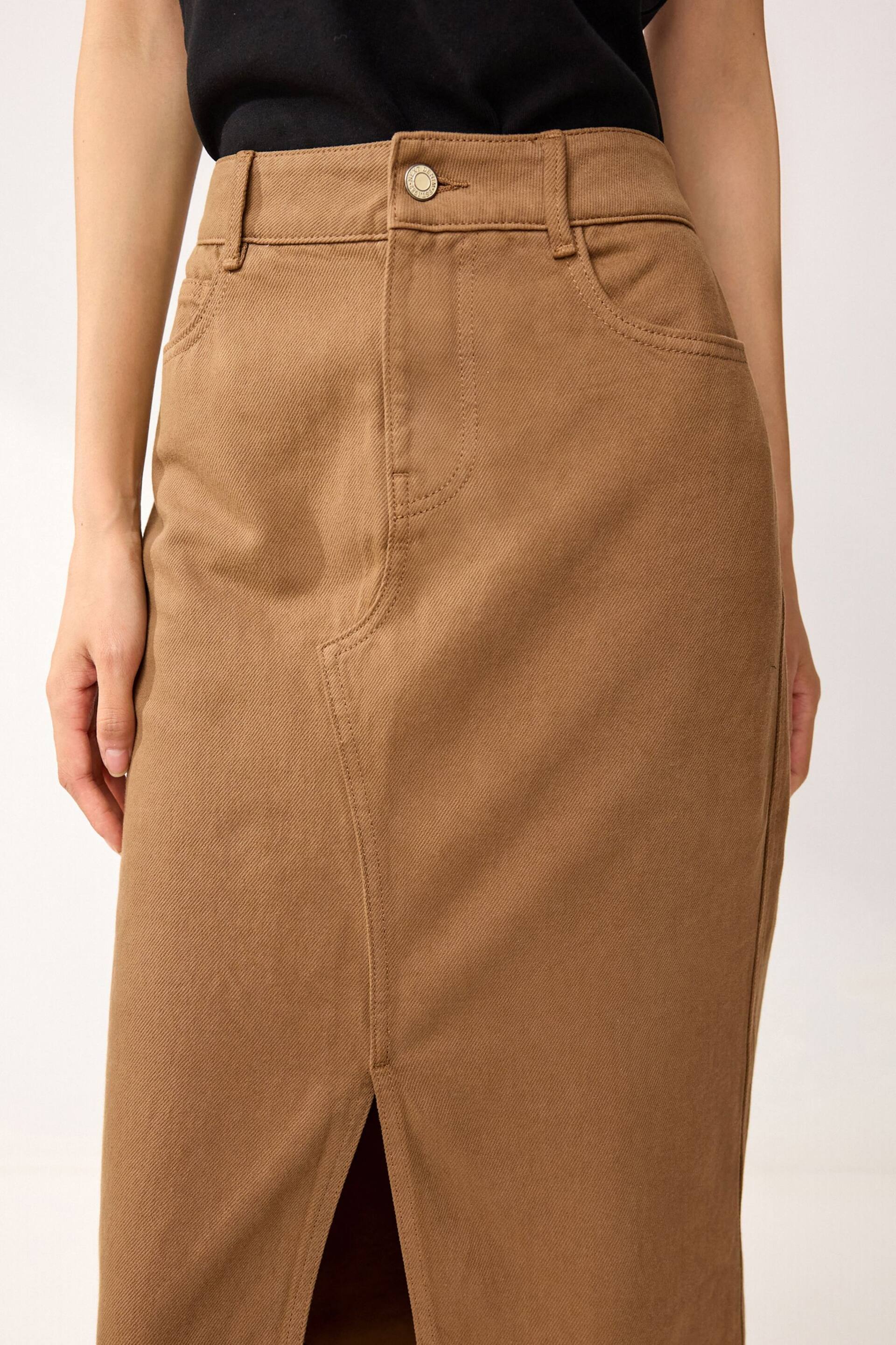 Rust Brown Denim Maxi Skirt - Image 4 of 6
