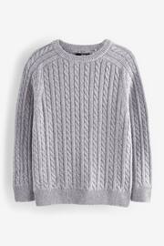 Grey Knitted Cable Crew Neck Jumper (3-16yrs) - Image 1 of 3