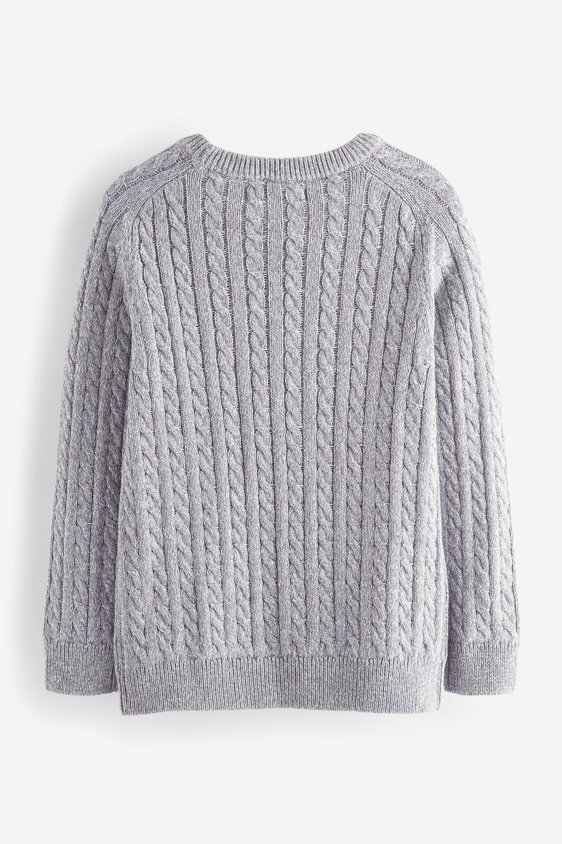 Grey Knitted Cable Crew Neck Jumper (3-16yrs) - Image 2 of 3