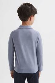 Reiss Porcelain Blue Trafford Senior Merino Wool Polo Shirt - Image 5 of 6