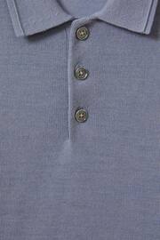 Reiss Porcelain Blue Trafford Senior Merino Wool Polo Shirt - Image 6 of 6