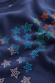 Navy Blue Rainbow Star Embellished Soft Jumper Dress (3-16yrs) - Image 8 of 8