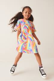 Rainbow Flower Short Sleeve Cotton Jersey Dress (3-16yrs) - Image 2 of 6