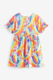 Rainbow Flower Short Sleeve Cotton Jersey Dress (3-16yrs) - Image 4 of 6
