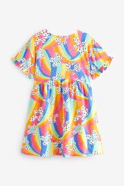 Rainbow Flower Short Sleeve Cotton Jersey Dress (3-16yrs) - Image 5 of 6