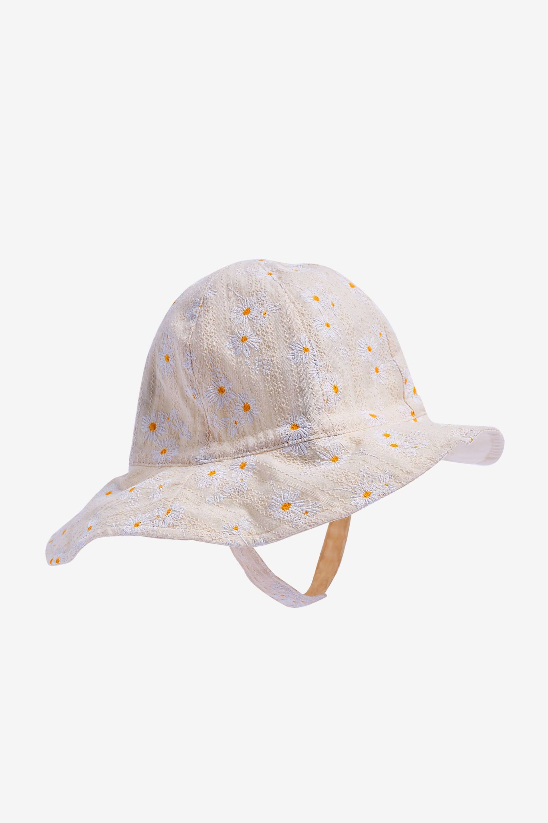 Cream Daisy Baby Wide Brim Bucket Hat (0mths-2yrs) - Image 4 of 4