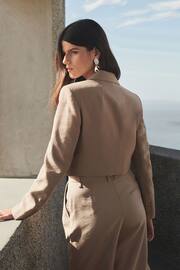 Mink Brown Cropped Single Button Blazer - Image 3 of 6