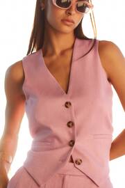 Pink Linen Blend Waistcoat - Image 1 of 5