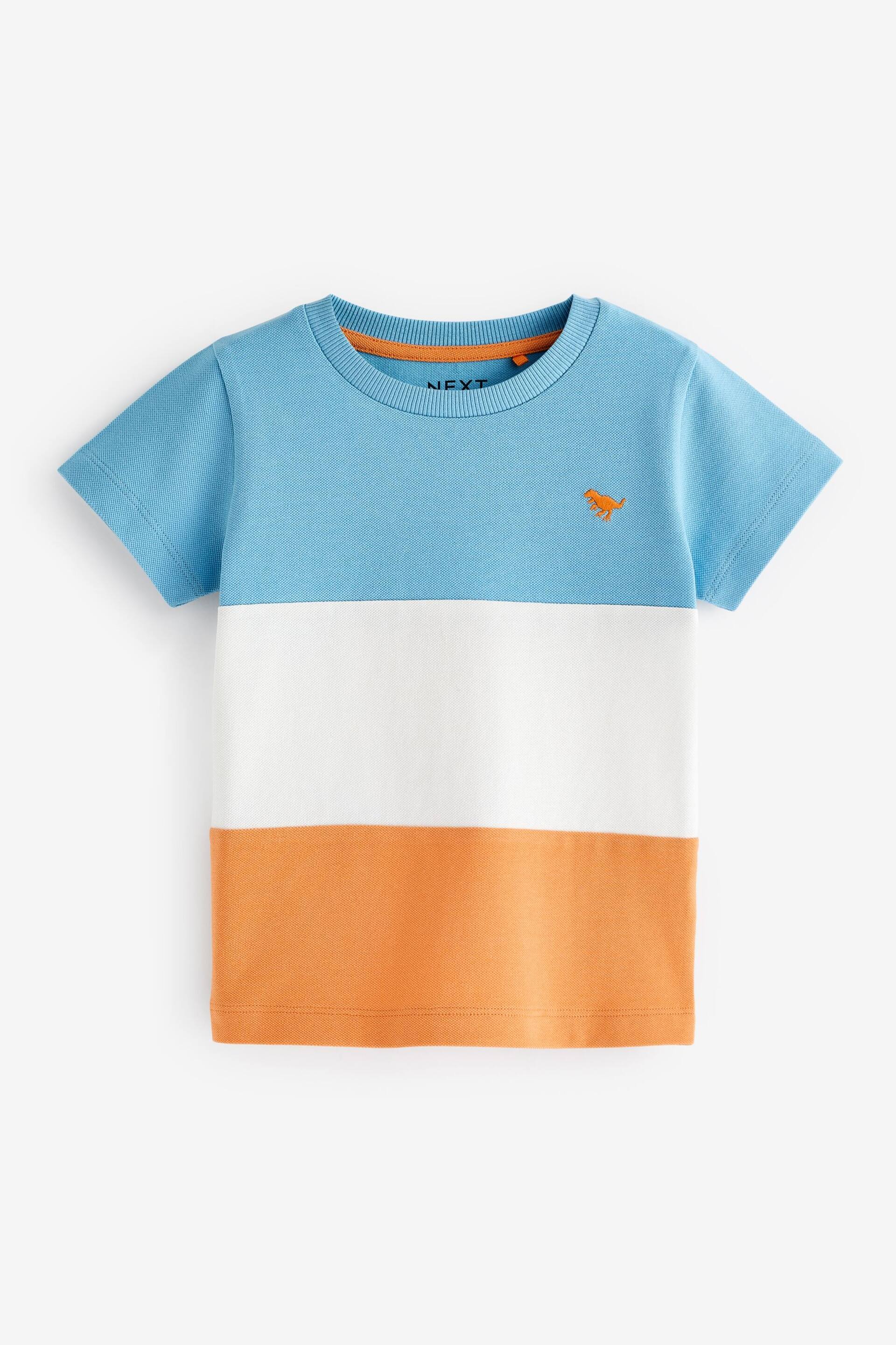 Blue/Orange Short Sleeve Colourblock T-Shirt (3mths-7yrs) - Image 1 of 3