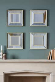 Set of 4 Light Natural Beveled Wall Mirrors - Image 1 of 4