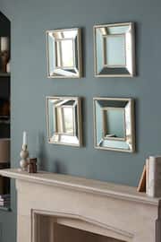 Set of 4 Light Natural Beveled Wall Mirrors - Image 2 of 4