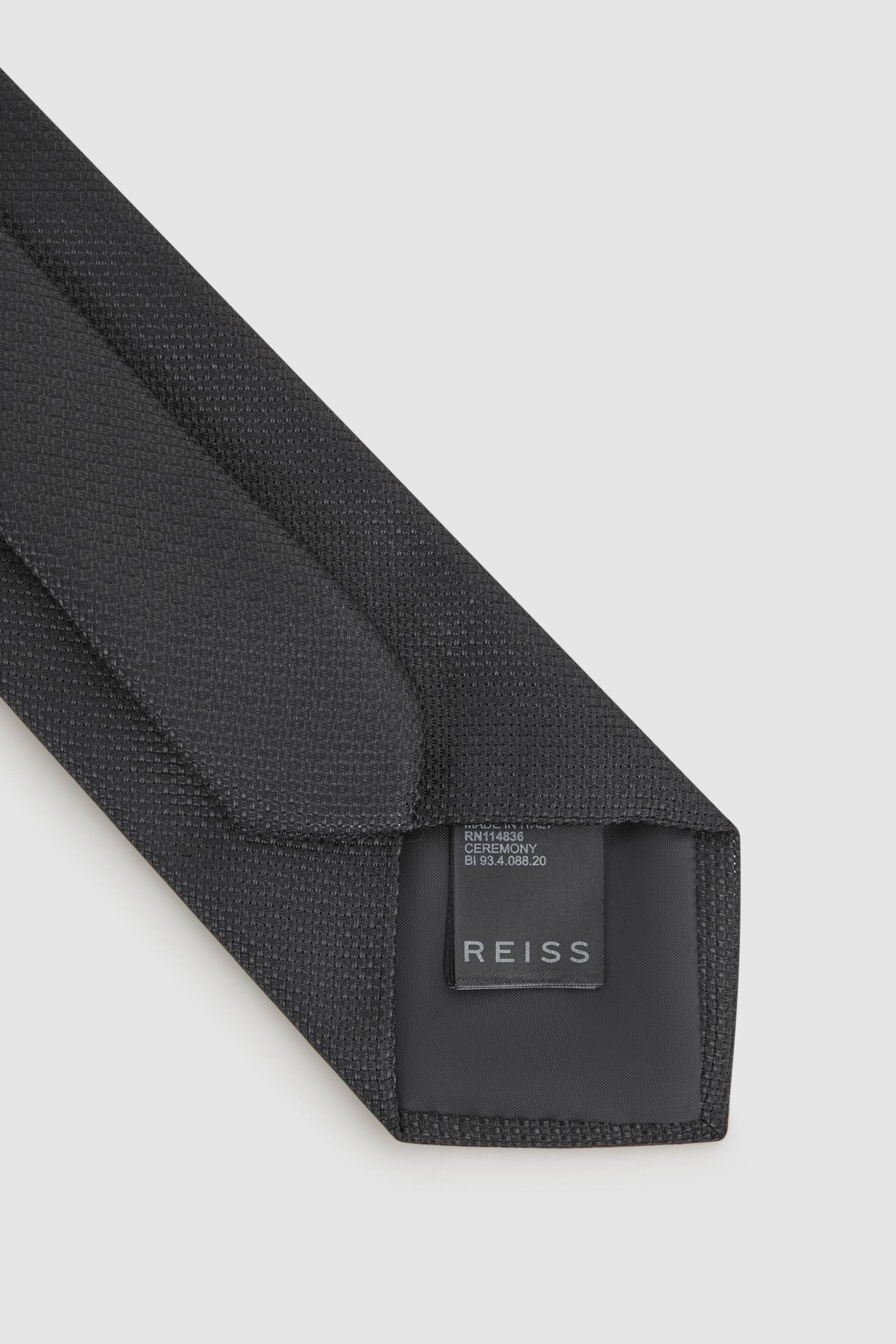 Reiss Black Ceremony Textured Silk Blend Tie - Image 4 of 5