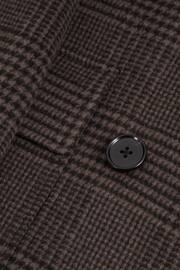 Reiss Brown Date Wool Check Double Breasted Coat - Image 5 of 5