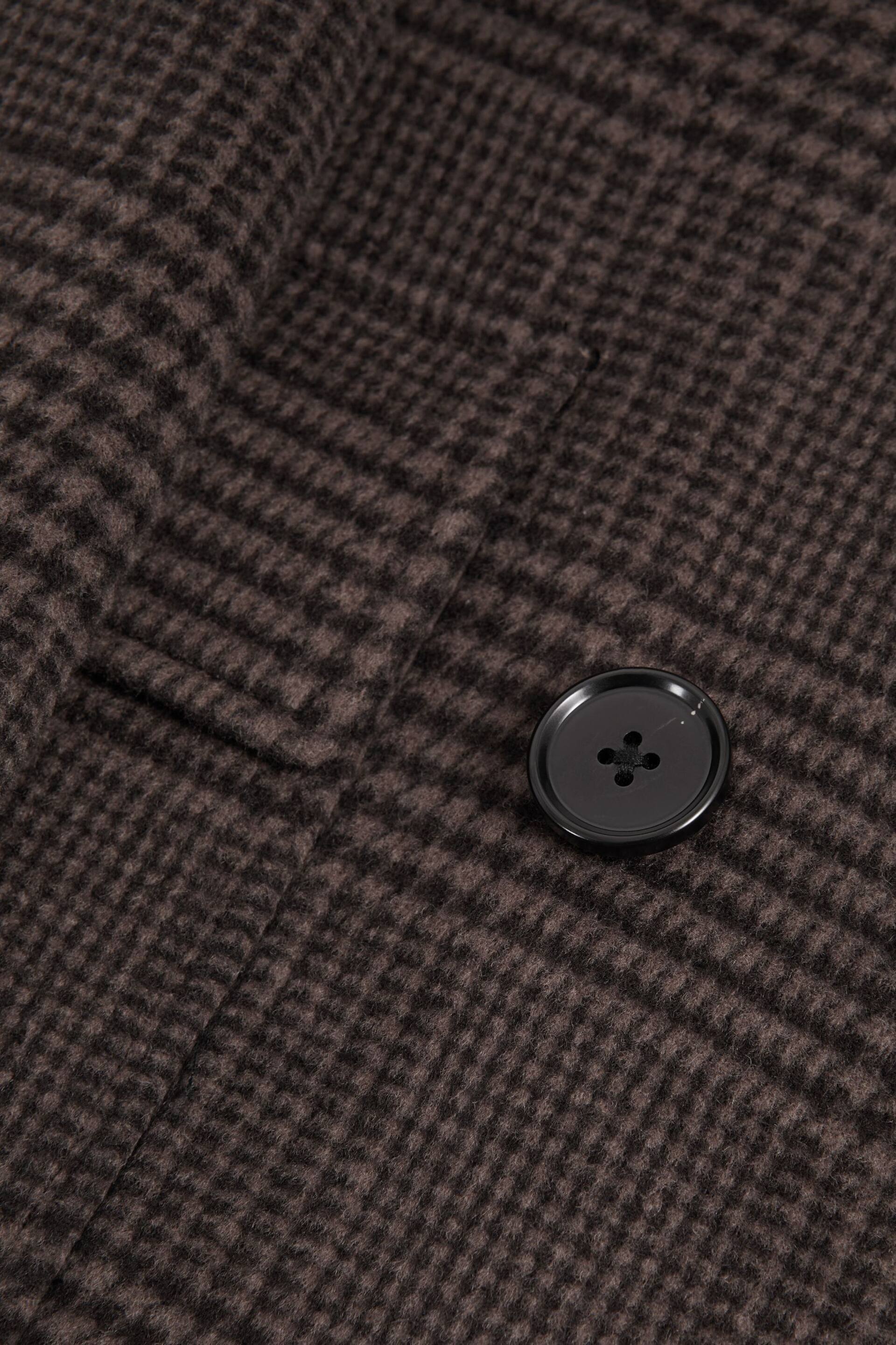 Reiss Brown Date Wool Check Double Breasted Coat - Image 5 of 5