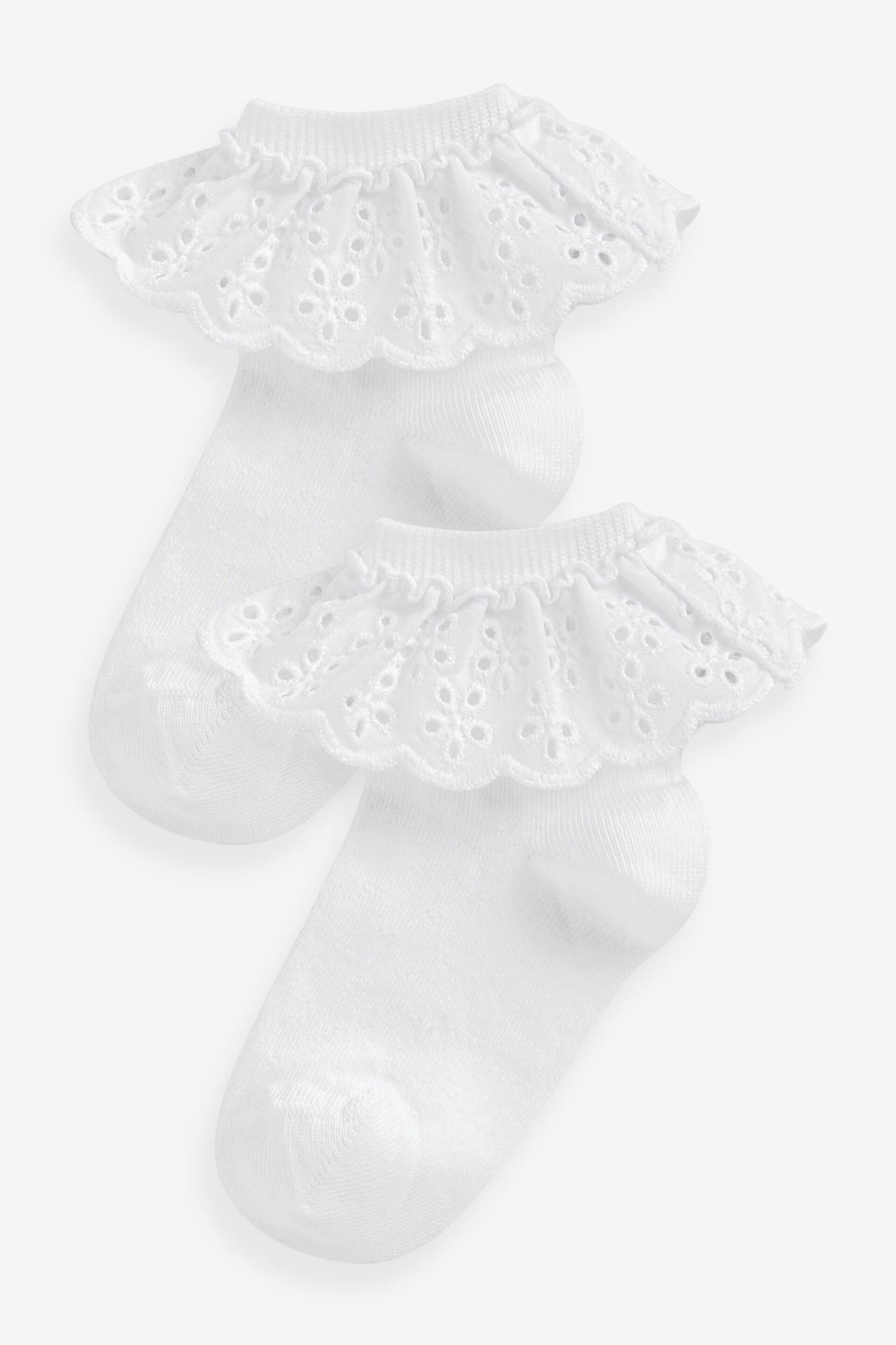 White Cotton Rich Ruffle Ankle Socks 2 Pack - Image 1 of 2