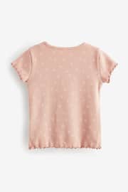 Pink Ditsy Rib Short Sleeve T-Shirts 5 Pack (3mths-7yrs) - Image 2 of 3