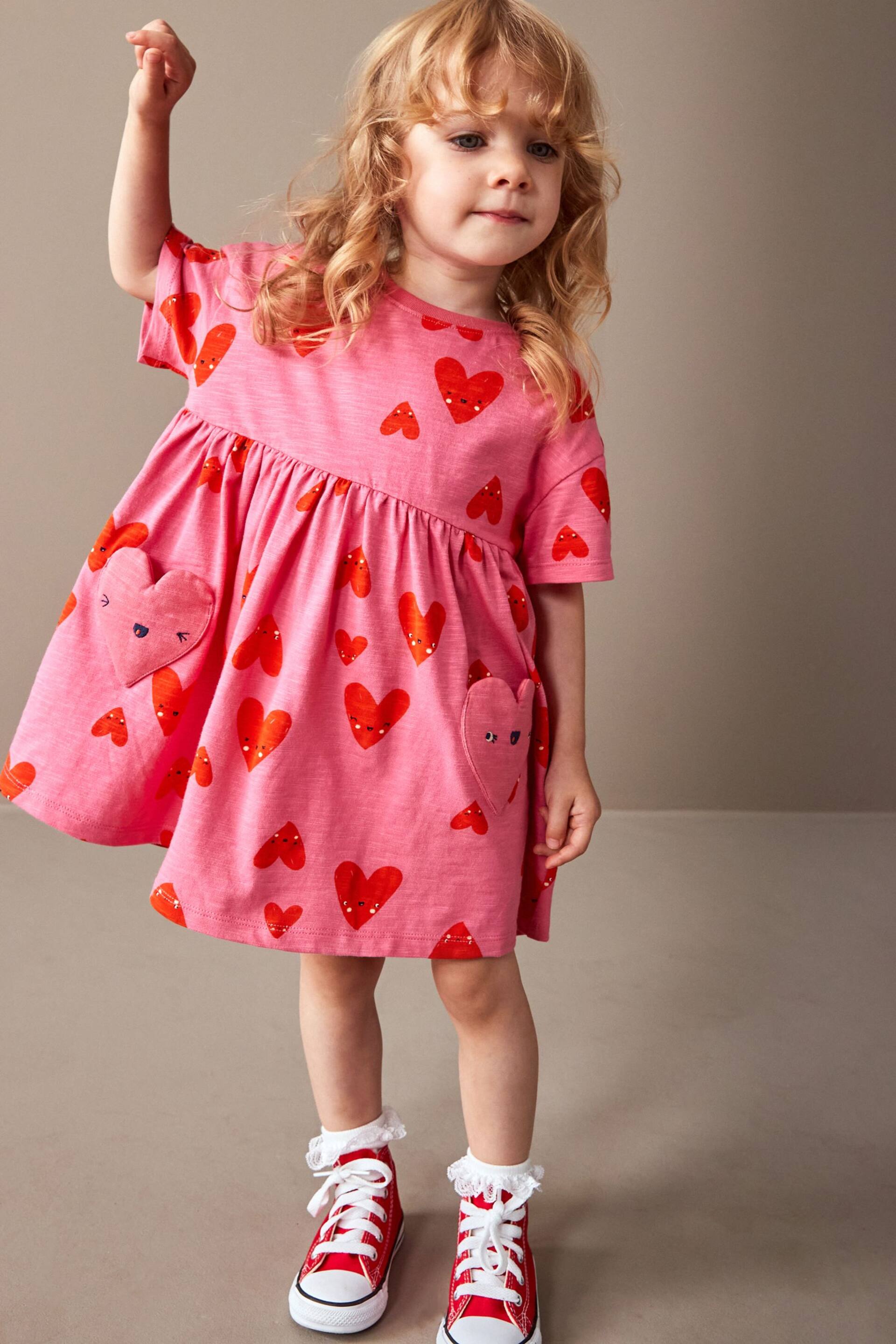 Pink Short Sleeve Cotton Jersey Dress (3mths-7yrs) - Image 2 of 8