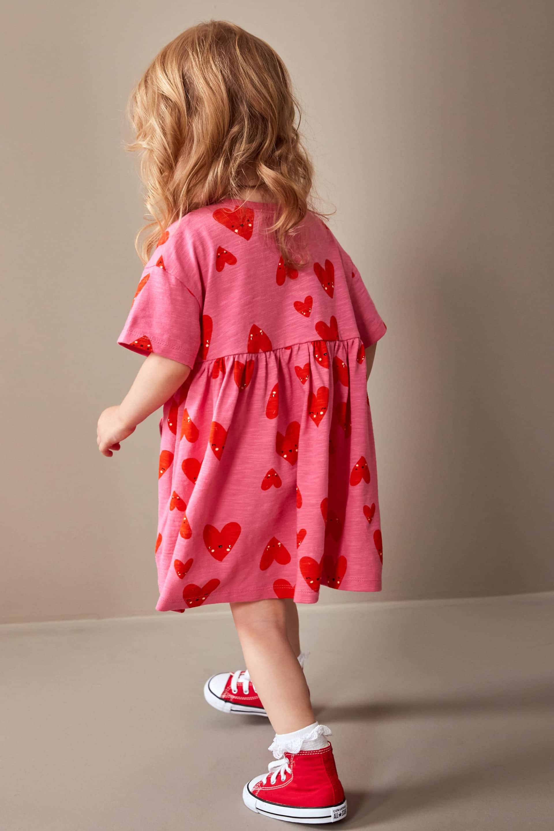 Pink Short Sleeve Cotton Jersey Dress (3mths-7yrs) - Image 3 of 8