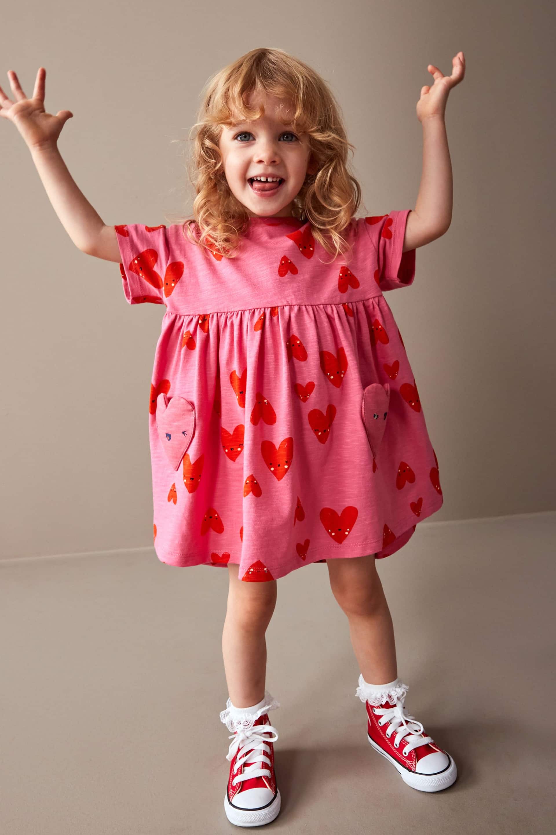 Pink Short Sleeve Cotton Jersey Dress (3mths-7yrs) - Image 4 of 8