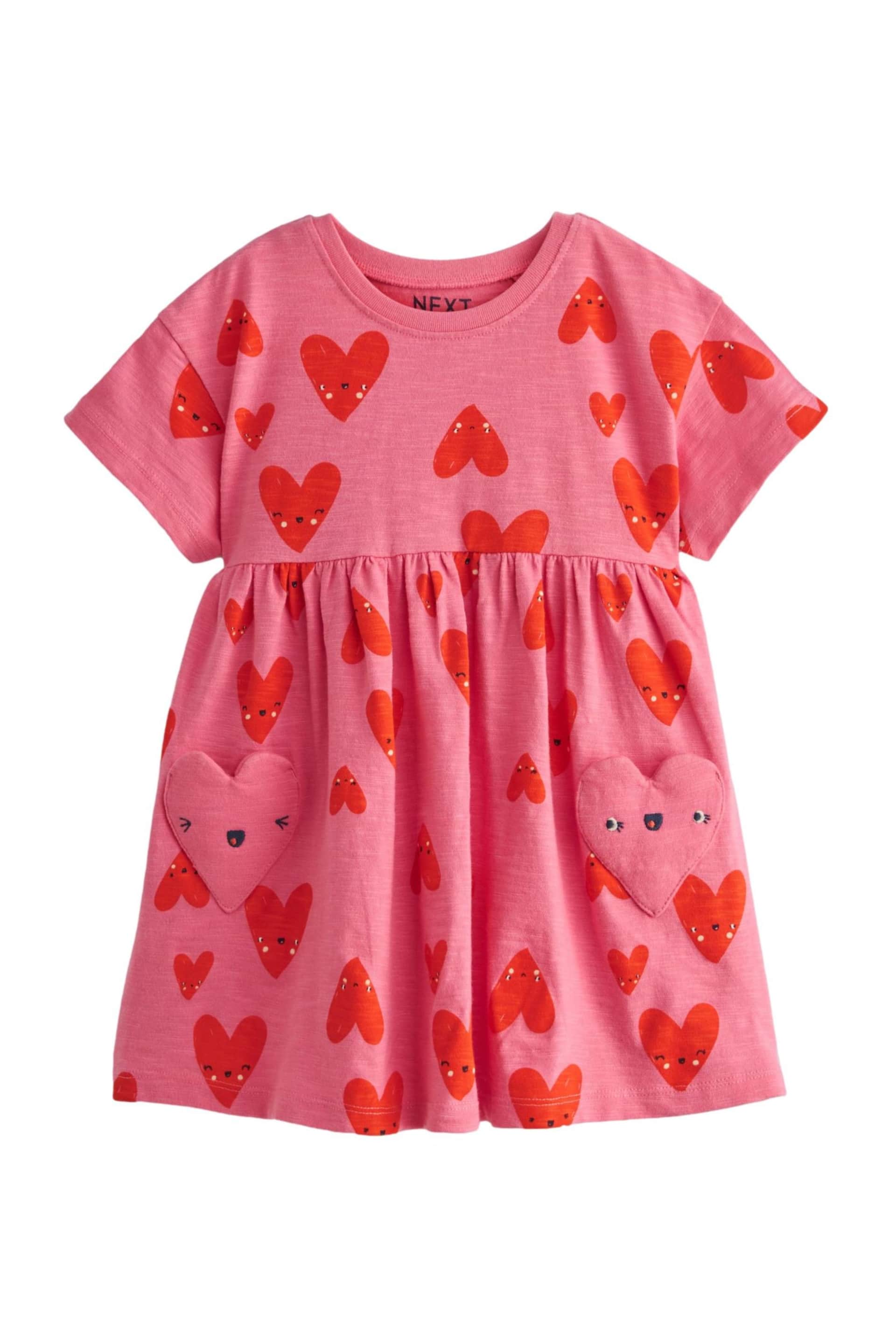 Pink Short Sleeve Cotton Jersey Dress (3mths-7yrs) - Image 7 of 8