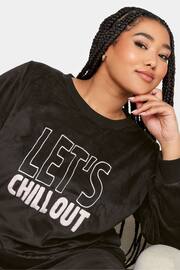 Yours Curve Black Lets Chill Out Fleece Lounge Set - Image 4 of 4