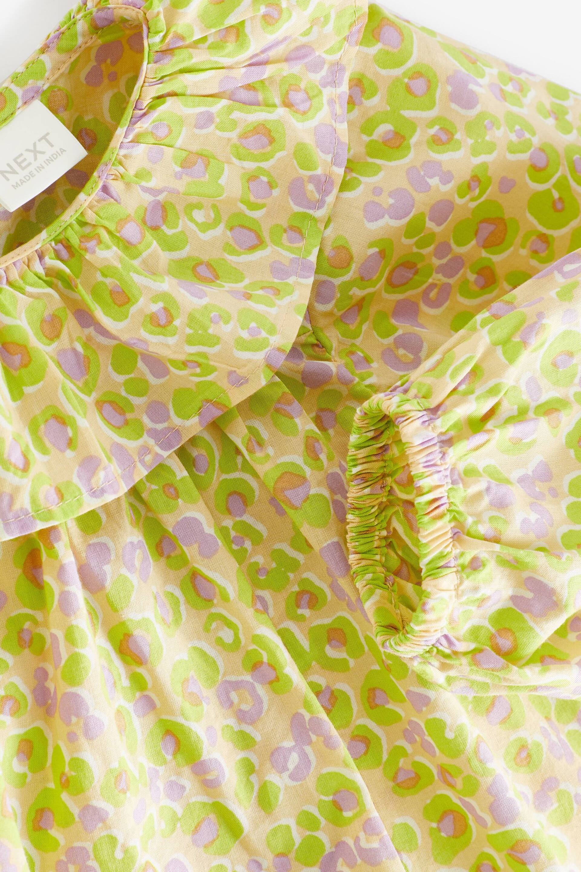 Lime Green Printed Cotton Ruffle Blouse (3mths-7yrs) - Image 5 of 6