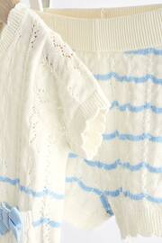 White/Blue Stripe Baby Knitted Top and Shorts Set (0mths-2yrs) - Image 5 of 11