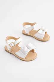 White Standard Fit (F) Satin Bridesmaid Bow Sandals - Image 2 of 6