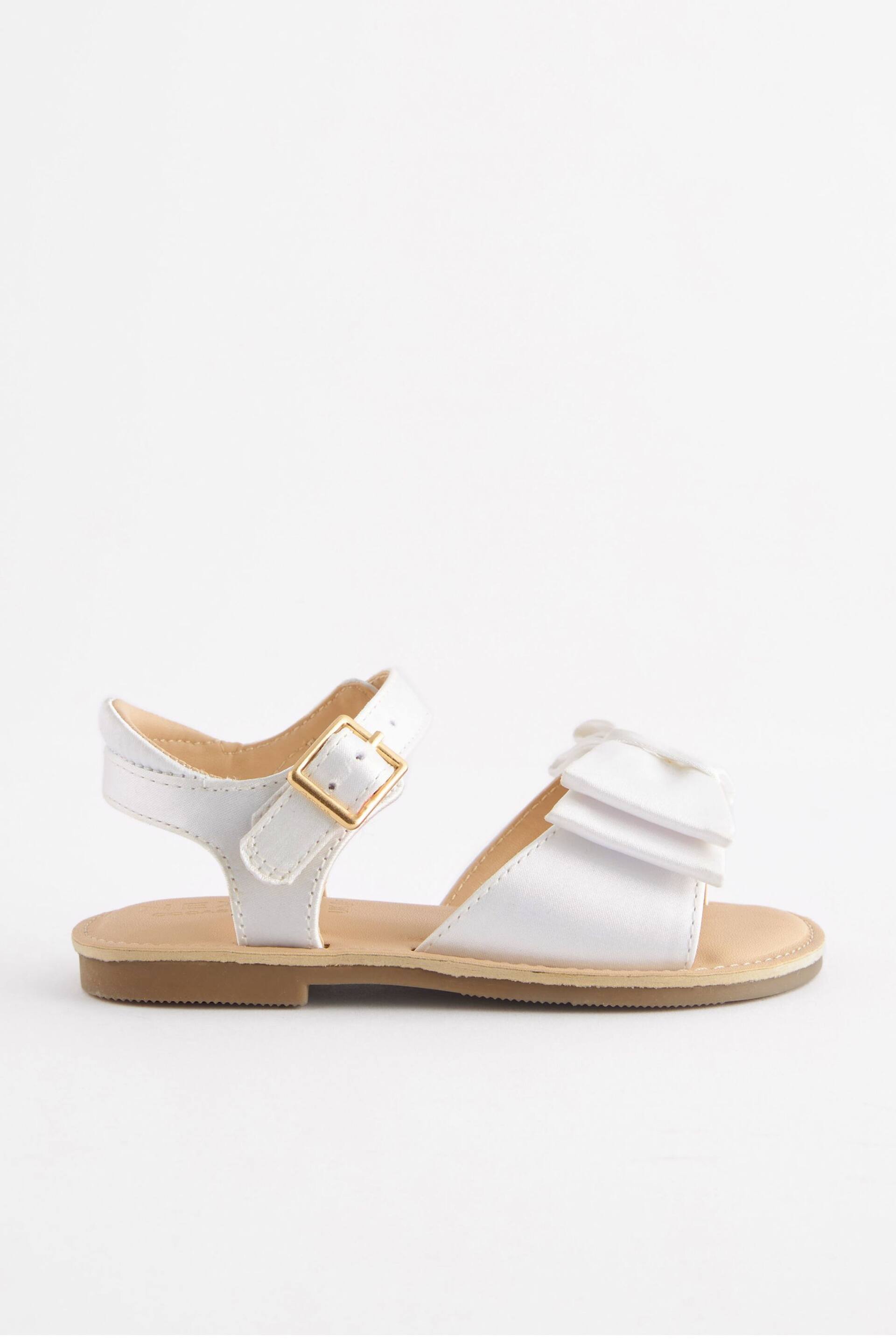 White Standard Fit (F) Satin Bridesmaid Bow Sandals - Image 3 of 6