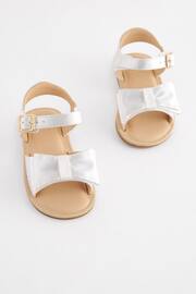 White Standard Fit (F) Satin Bridesmaid Bow Sandals - Image 4 of 6