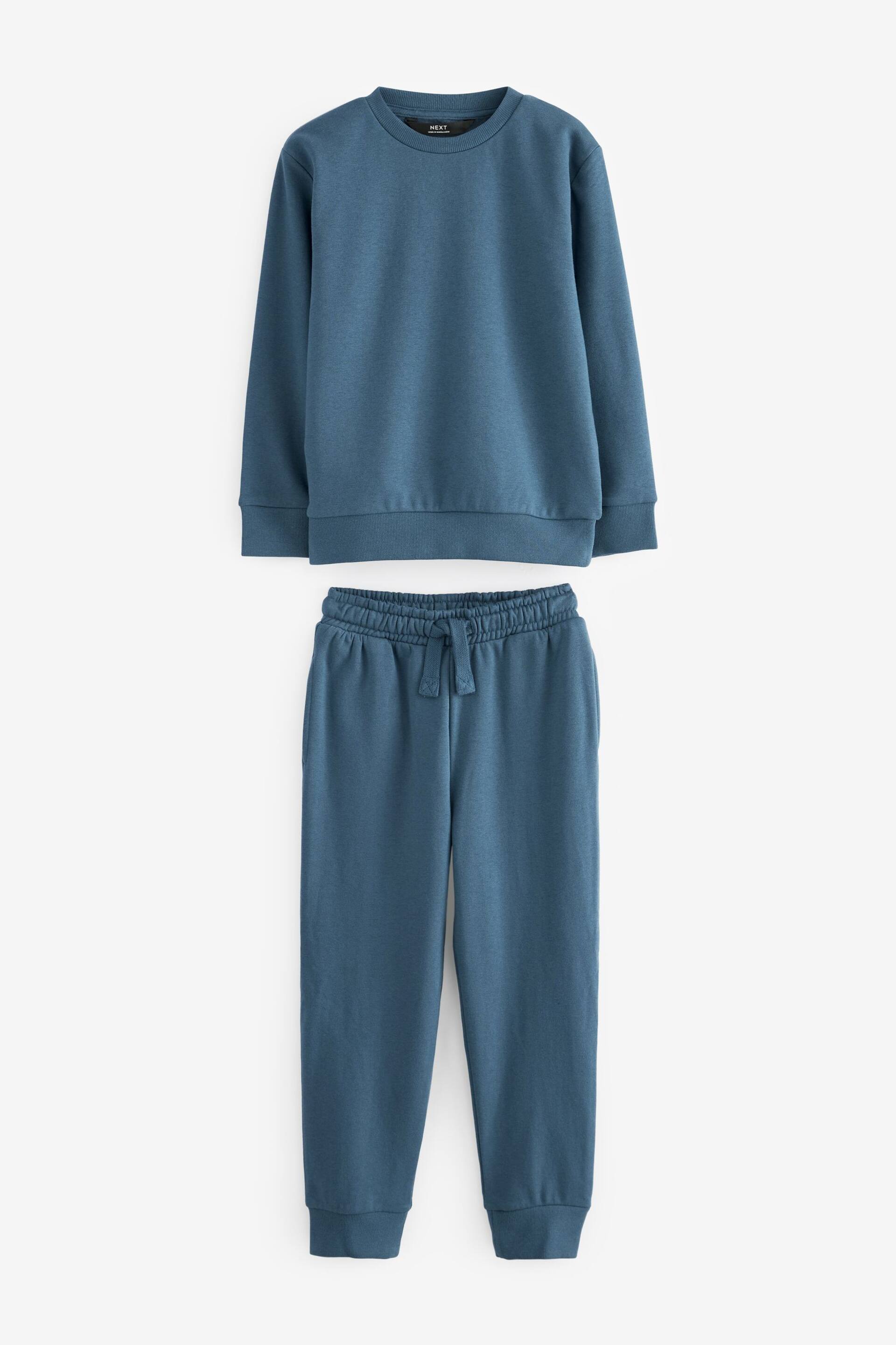 Blue Plain Jersey Sweatshirt and Joggers Set (3mths-7yrs) - Image 5 of 7