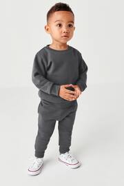 Grey Charcoal Plain Jersey Sweatshirt and Joggers Set (3mths-7yrs) - Image 1 of 7