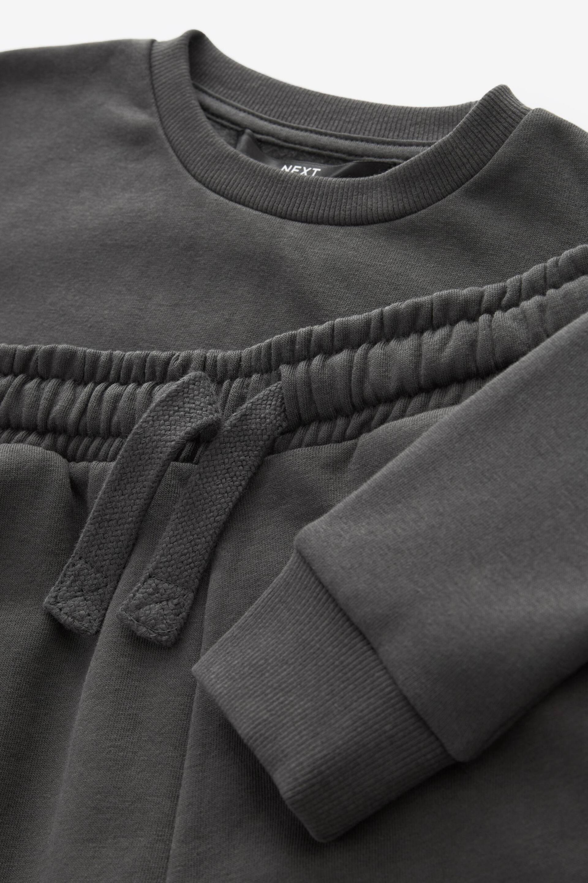 Grey Charcoal Plain Jersey Sweatshirt and Joggers Set (3mths-7yrs) - Image 7 of 7