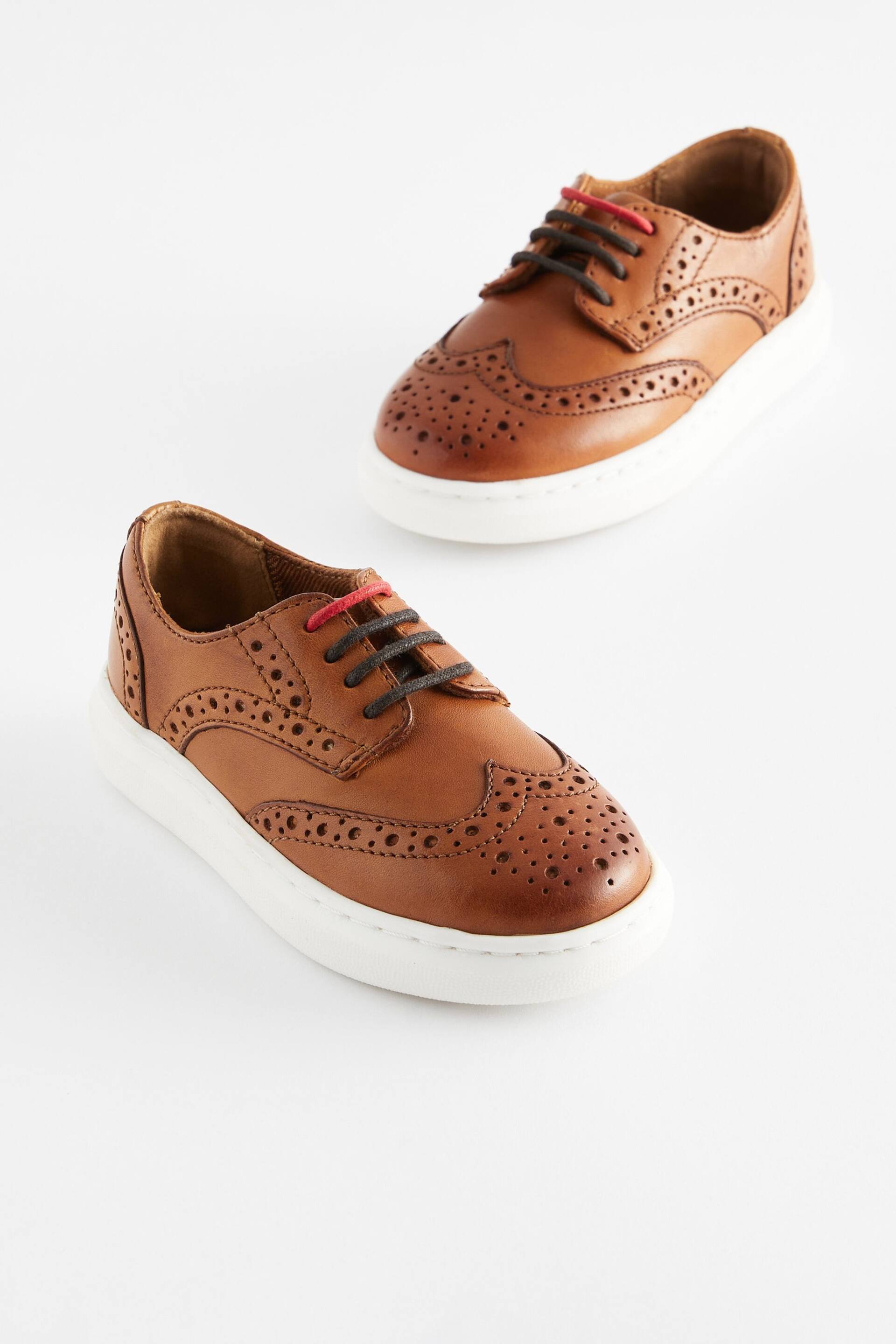 Tan Brown Brogue Smart Leather Lace-Up Shoes - Image 5 of 9