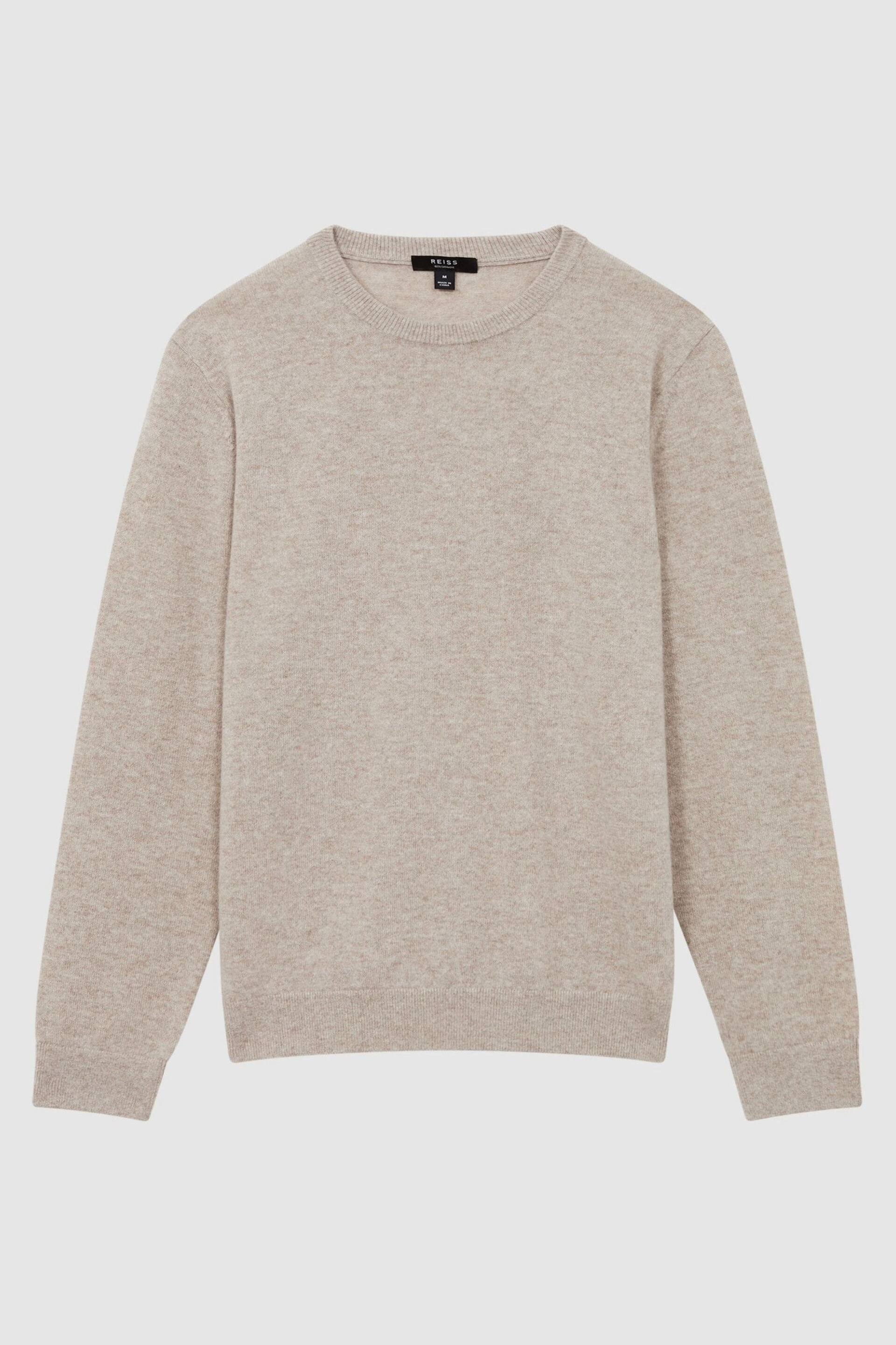 Reiss Sand Melange Monarch Atelier Cashmere Crew Neck Jumper - Image 2 of 6